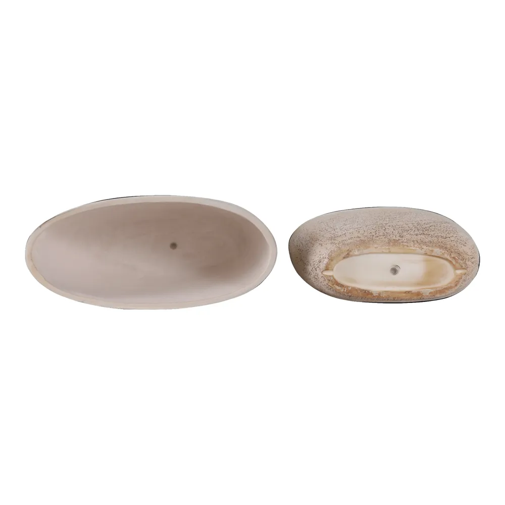 S/2 18/22" OBLONG CEMENT TEXTURE RESIN PLANTERS
