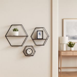 KEATONWOOD SET OF 3 BLACK WALL SHELF 22 (IN) 10