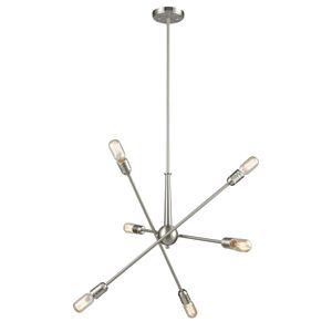 Delphine 28'' Wide 6-Light Chandelier - Satin Nickel 1