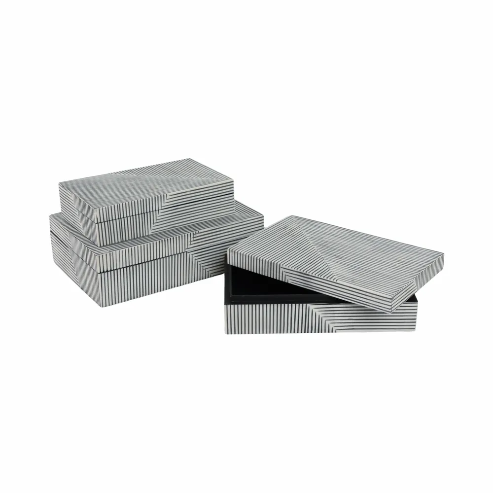 HENDONLAKE SET OF 3 BLACK BOXES 4 (IN)