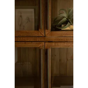 Wood and Metal Display Cabinet with Framed Glass Doors 11