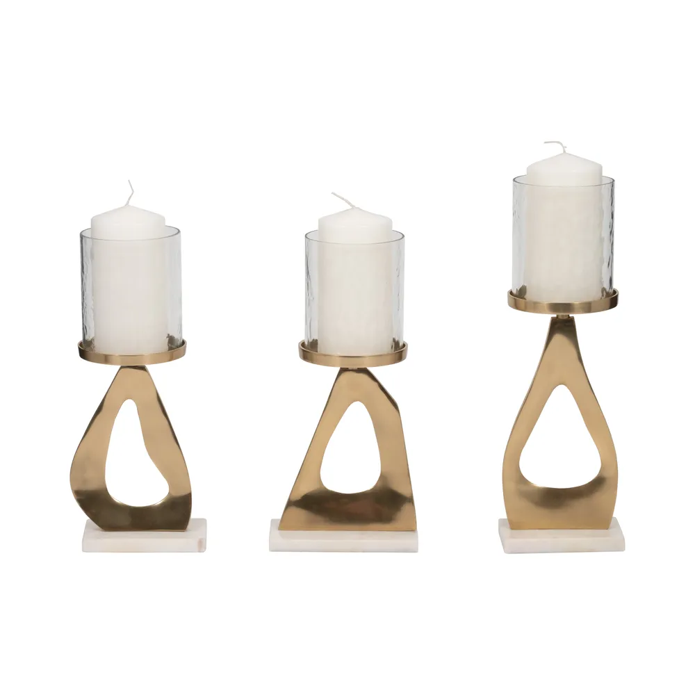 PALMERLAKE SET OF 3 GOLD CANDLE HOLDER 16 (IN)
