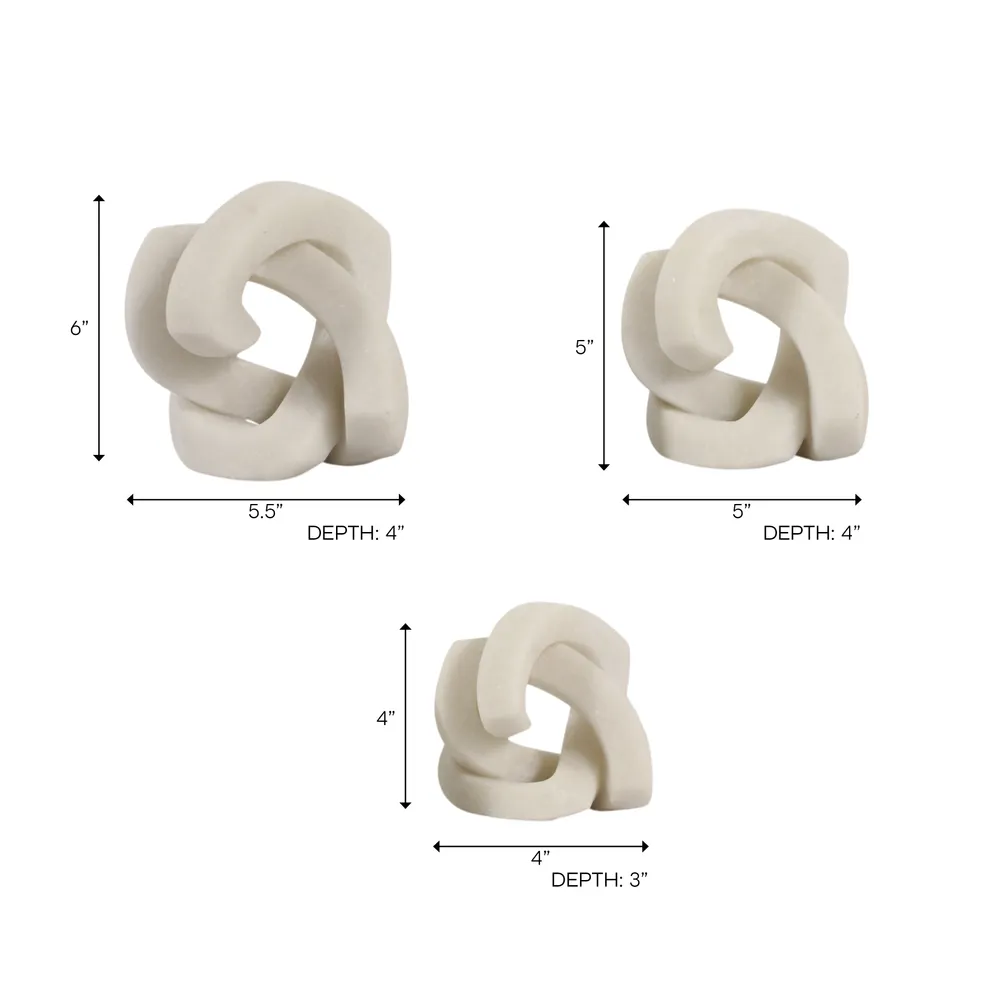 PEYTONHAM SET OF 3 WHITE DECOR 6 (IN)