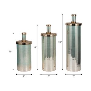 CLAYTONLAND SET OF 3 GREEN GLASS VASES 23 (IN) 8