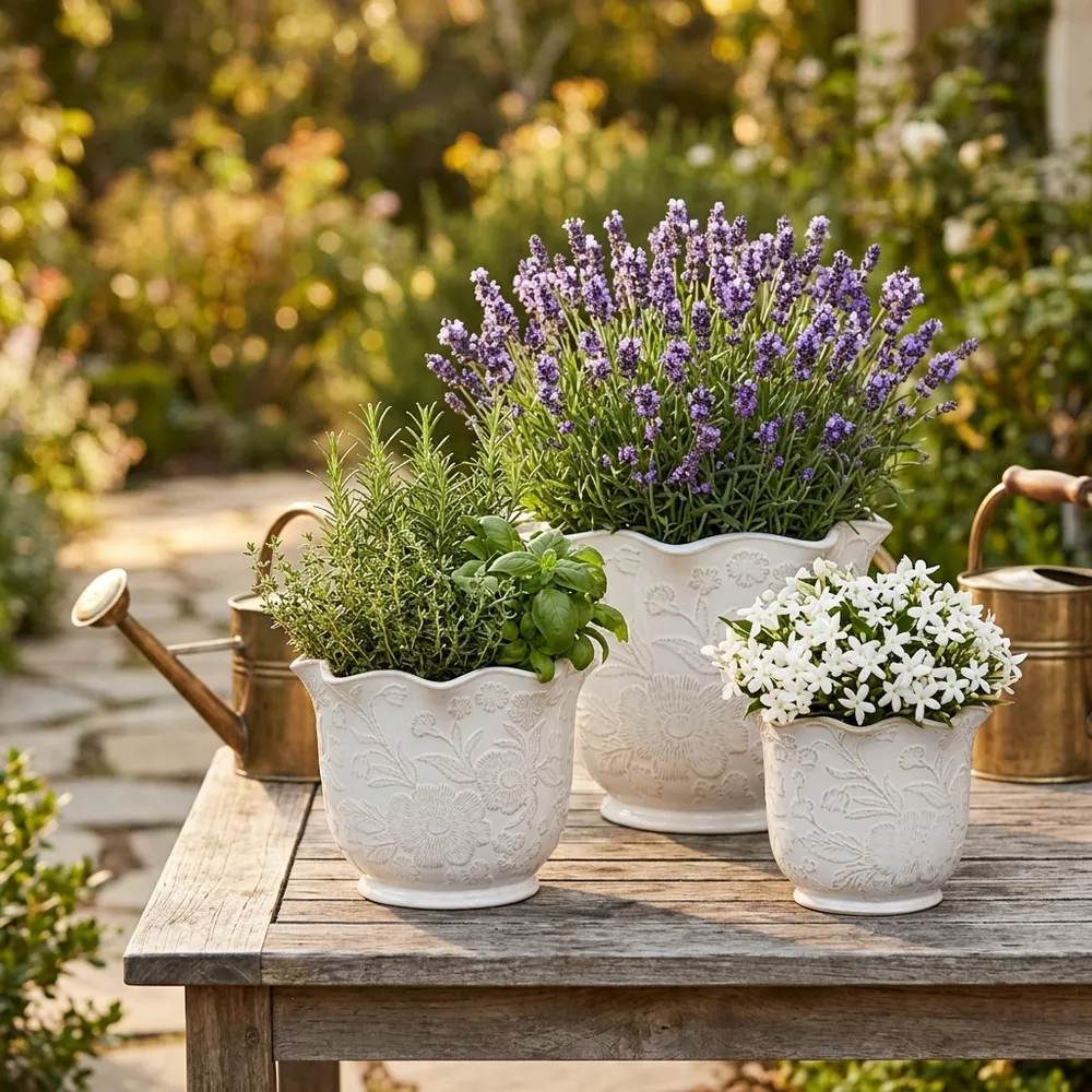 CLAYBROOK SET OF 3 IVORY PLANTER 9 (IN)