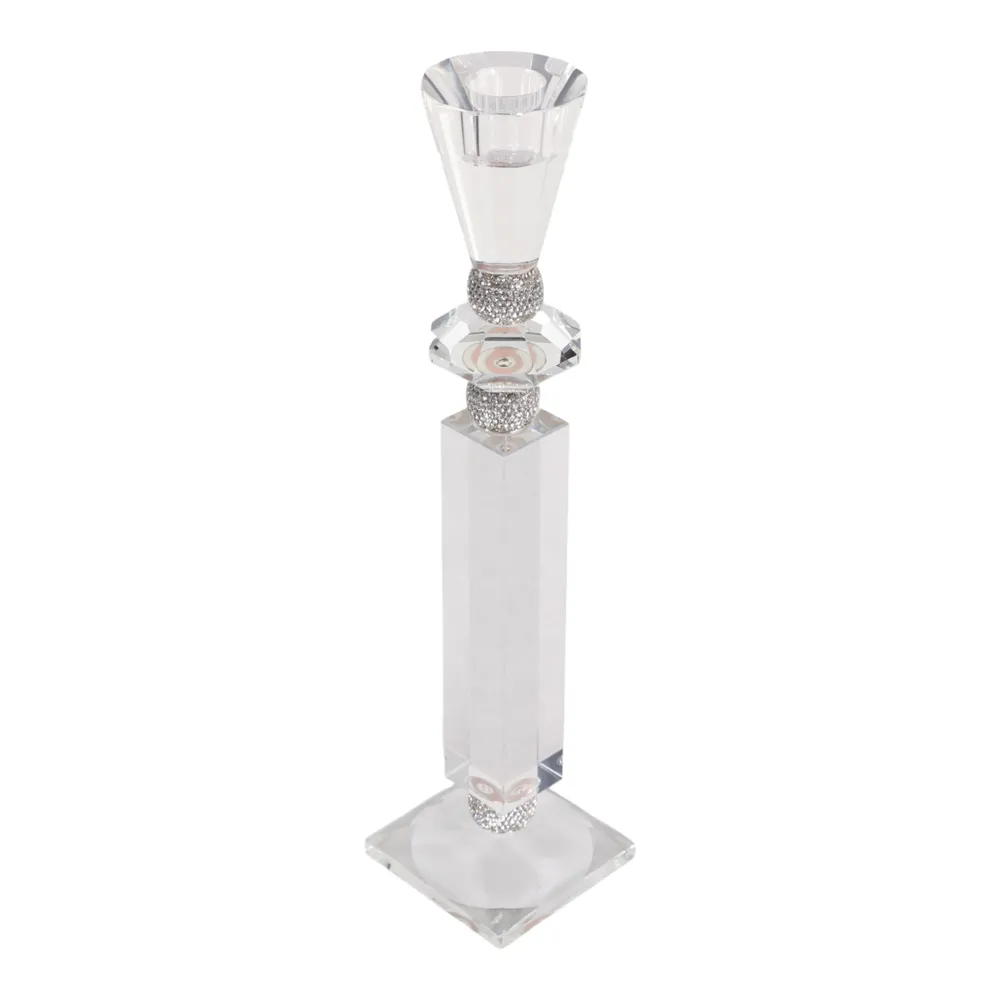 GRANLEYSHAW CLEAR CANDLE HOLDER 12 (IN)