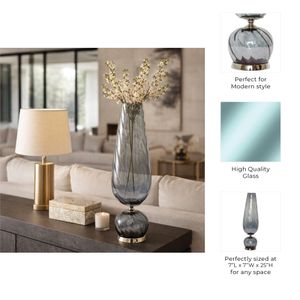 LINDENRUN GRAY GLASS VASE 25 (IN) 8
