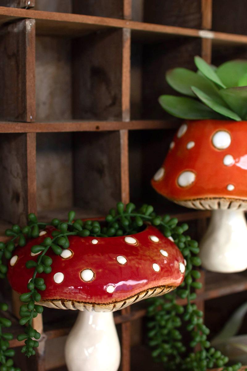 Ceramic Toadstool Wall Planters
