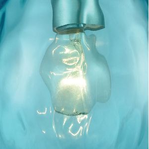 Lagoon 6'' Wide 1-Light Mini Pendant - Satin Nickel with Aqua 3