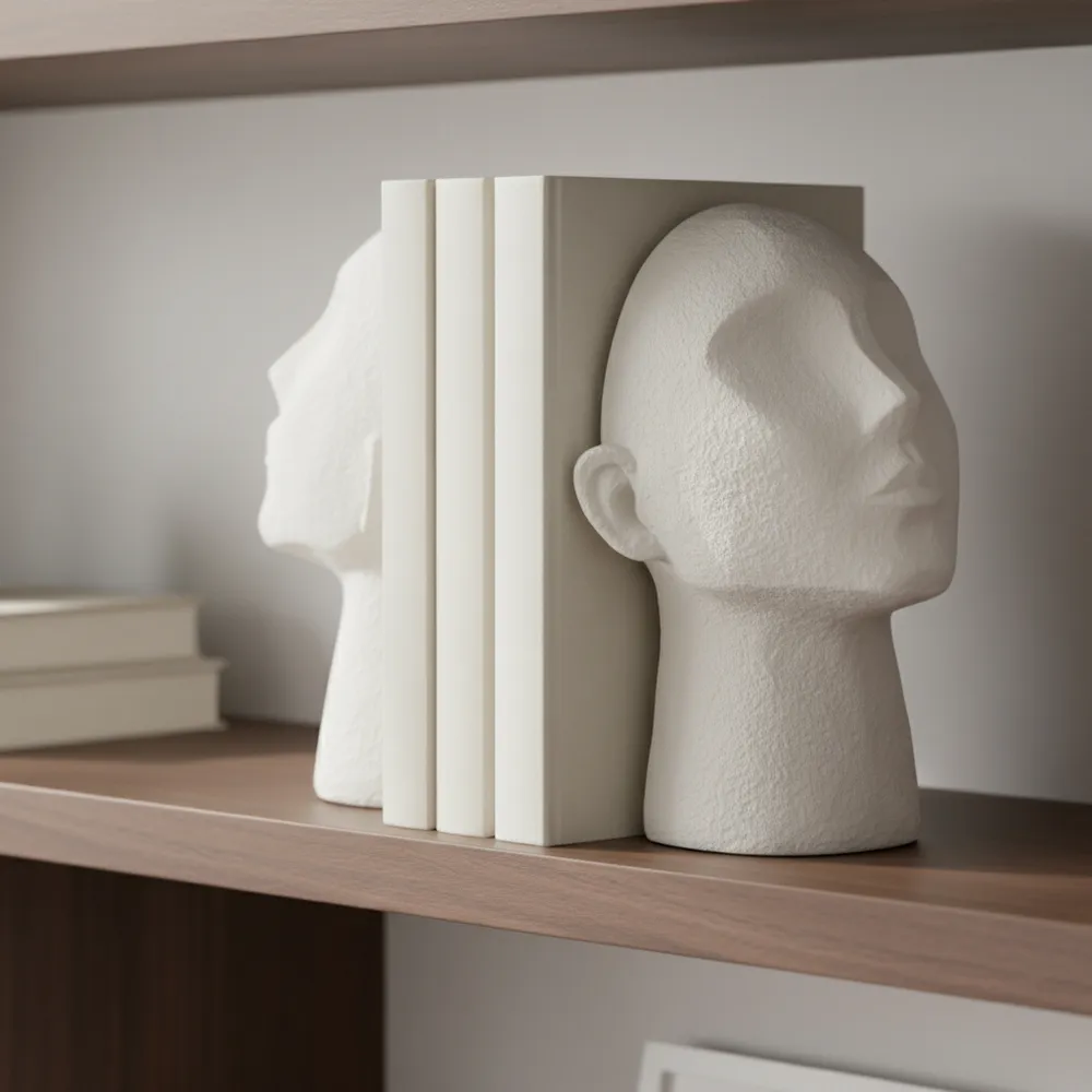 EMORYSHAW SET OF 2 WHITE BOOKENDS 9 (IN)