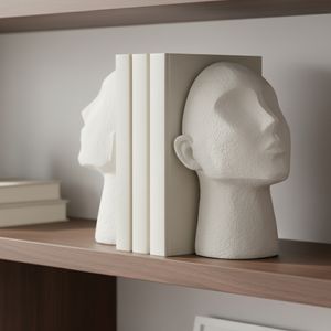 EMORYSHAW SET OF 2 WHITE BOOKENDS 9 (IN) 2