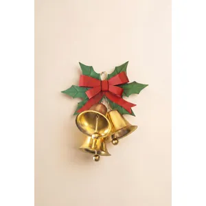 Painted Metal Christmas Bells and Holly Door Hanger 4