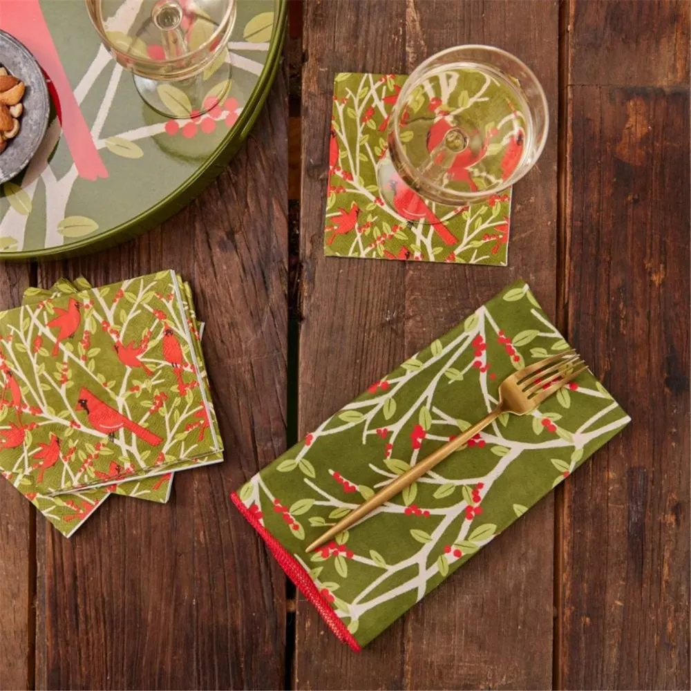 Red Cardinals Paper Cocktail Napkins (Pack of 25)