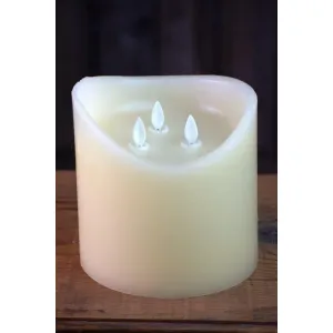 Cream Non Drip Moving Flame 3 Wick LED Candle 6in by 6in 2