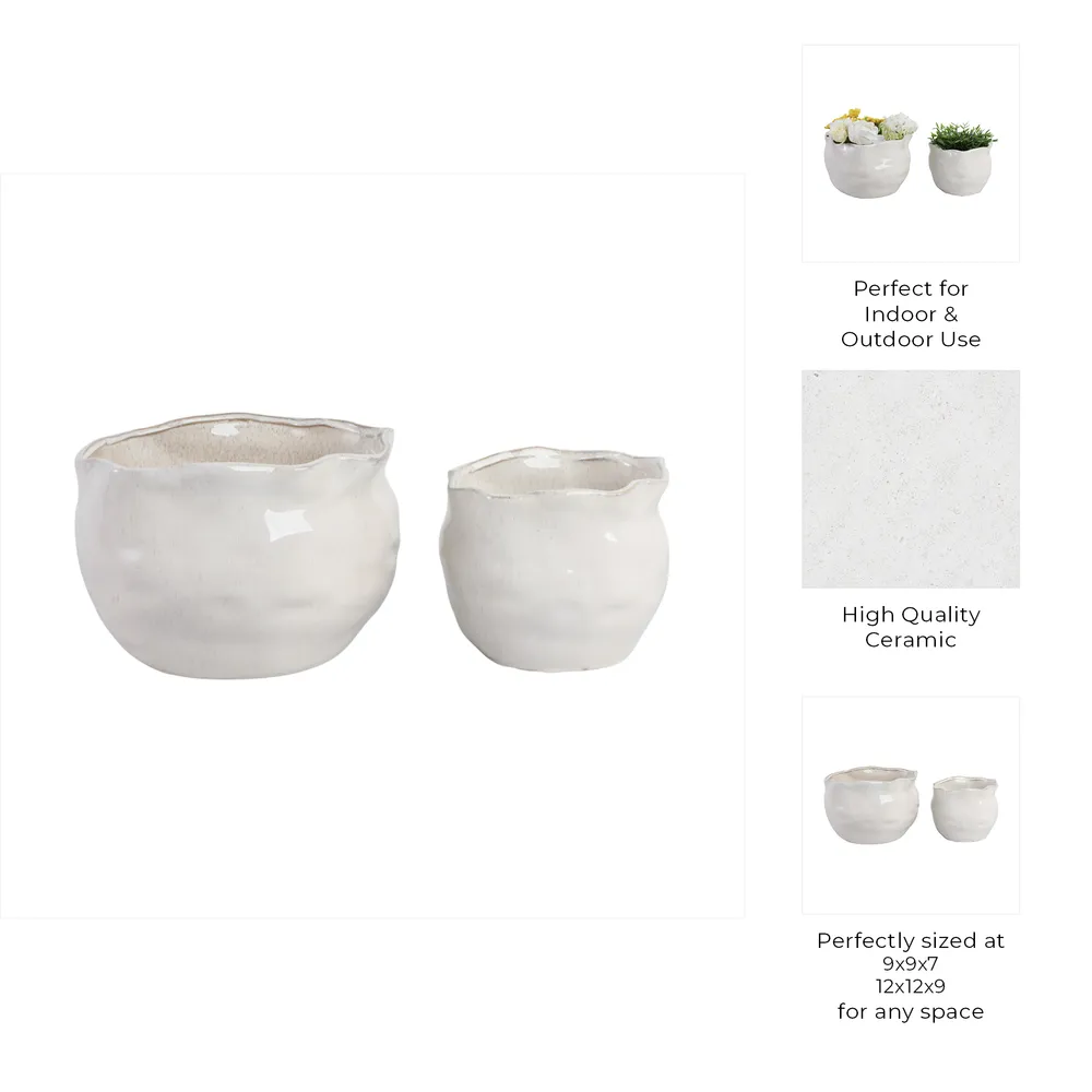 DRAPERSTONE SET OF 2 WHITE PLANTER 9 (IN)
