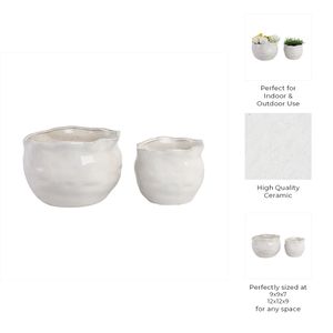 DRAPERSTONE SET OF 2 WHITE PLANTER 9 (IN) 9