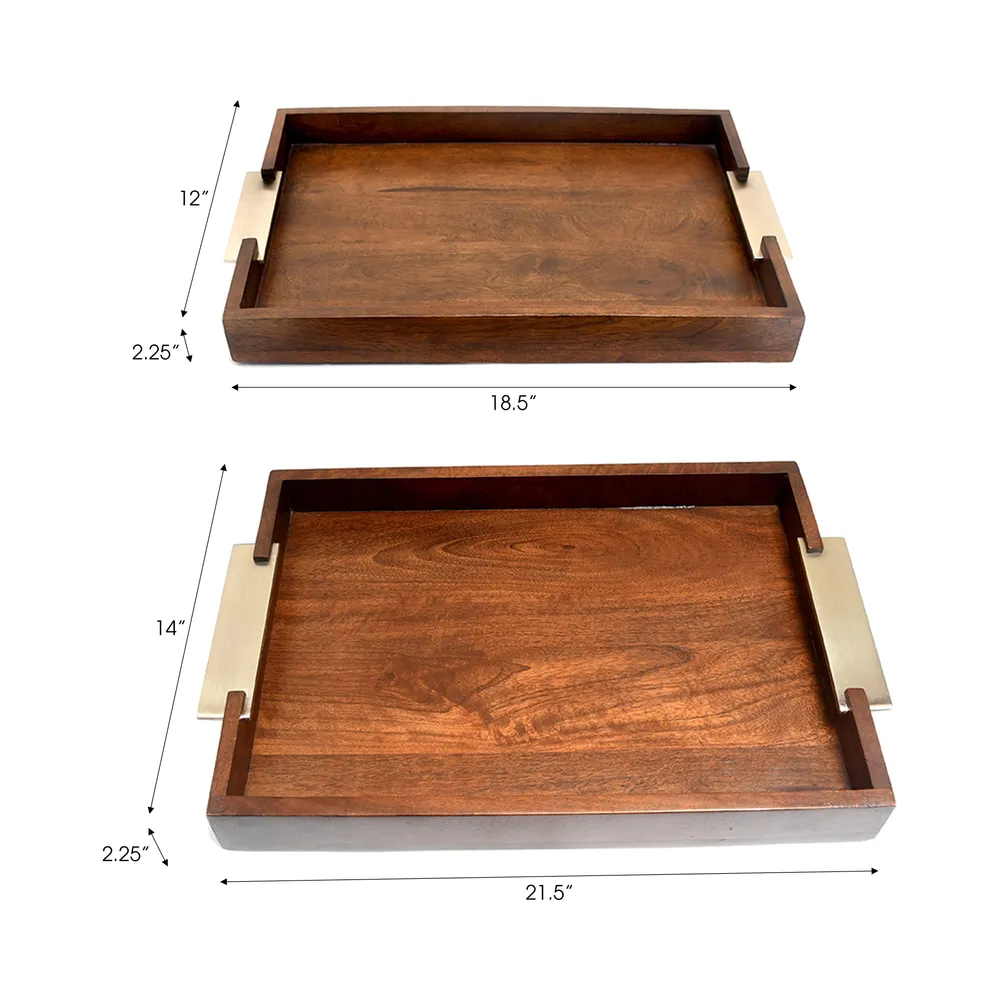 NEWTONSHAW SET OF 2 BROWN TRAY 3 (IN)