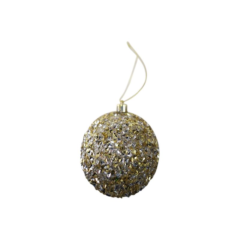 80mm Sequin & Glitter Hanging Ornament - Gold & Silver