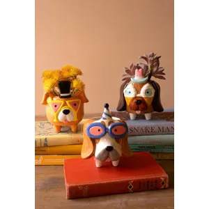 Set of 3 Ceramic Party Puppy Planters 5