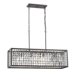 Nadina 37'' Wide 4-Light Linear Chandelier - Silverdust Iron 1