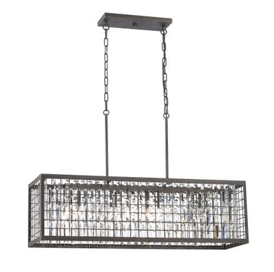 Nadina 37″ Wide 4-Light Linear Chandelier - Silverdust Iron