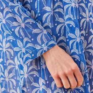 Palm Bunch Navy Cotton Pintuck Beach Cover Up 9