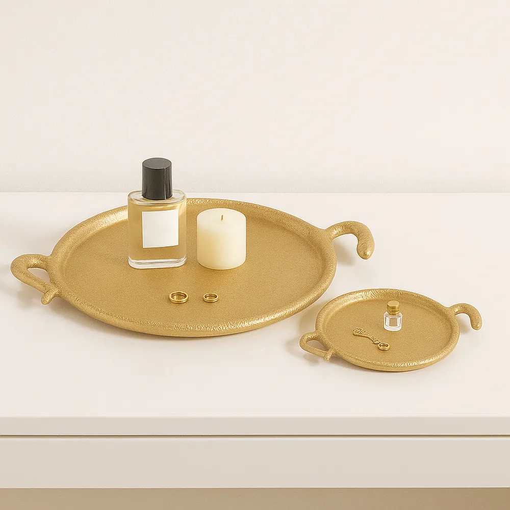 GLENNMILL SET OF 2 GOLD TRAY 2 (IN)
