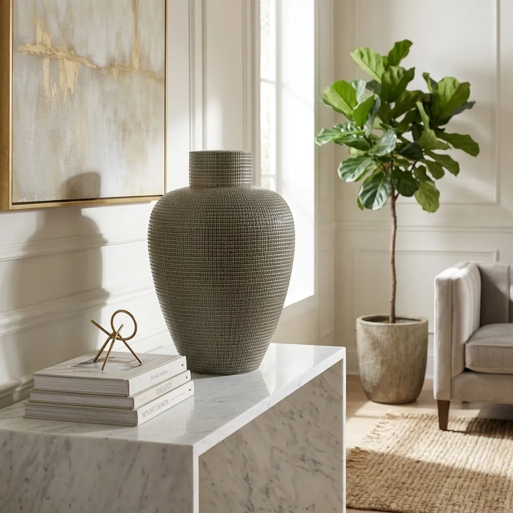 ELTONRIDGE GREEN VASE 21 (IN)